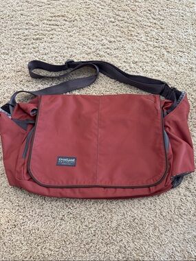 EUC Overland Equipment Large Messenger Laptop Crossbody Bag, Rust / Burnt Orange